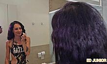 behind the scenes, the tattooed brunette licks and assfucks in cowgirl