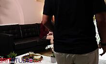 Skinny British redhead swallows cum after blowjob in uniform