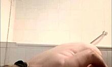 Slave endures auto-session humiliation with belt strokes and toys.