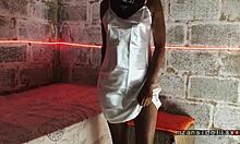 Ebony babe gives hot blowjob while fingering tight pussy with vibrator