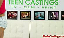 facialized teen 18+ amateur loves rough bondage and cum in mouth during casting