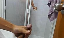 Wow, spying on stepmom in the bathroom, recording her ass and feet!