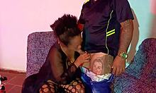 Mature Mexican granny whore sucks and fucks client in bar, cum on saggy boobs