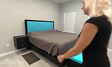 mature stepsiblings reunion turns hardcore, sharing a bed with blowjob and striptease 😈