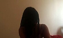 Check out this amateur ebony princess riding a big cock in her homemade setup