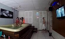 Latina milf gets creampied in pub