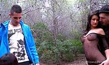 Naughty latina enjoys two cocks simultaneously