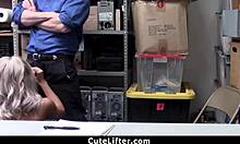 blonde suspect gets caught breaking into the shop and dominated hard