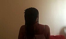Check out this amateur ebony princess riding a big cock in her homemade setup