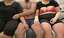 threesome handjob with wife and friend in group fun