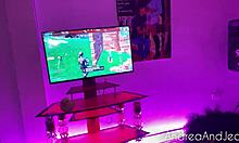 Stepsister seduces me during Fortnite game to fuck with her friend