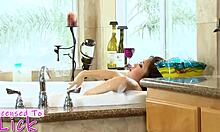 Licensed To Lick - Kimberly Chi And Nyomi Star In Bathtub.