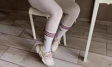 cute 18yo blonde slut gets fucked in the kitchen cum on face