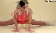 Big saggy tits polina barna teen 18+ works out naked on sofa