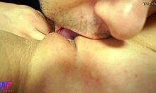 Sweet girlfriend pussy licked to orgasm in close-up fantasy