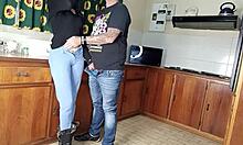 Quickie Kitchen Fuck with Standing Doggystyle Sex on Shaved Wet Pussy