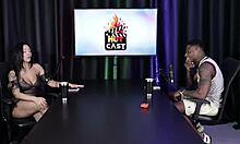 measuring the beautiful brunette's ass size in lingerie flashing