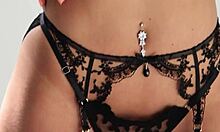 sexy brunette in black lingerie gets her pussy fucked hard