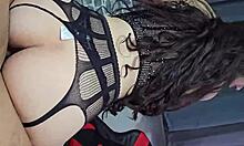 beautiful latina teen student wearing sexy black lingerie fucks her lover secretly and crazily