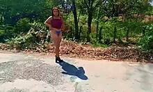 Milf Flashing Natural Tits and Ass in Public Street Exhibitionism in Cancun Mexico