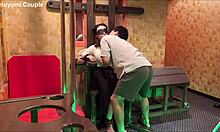 japanese amateur emu yumi in blindfold pov doggystyle, cute and beautiful with big tits.