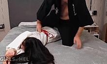 baebi hel getting playful opening legs in bondage gear