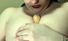 big tits get licked and sucked with dildo.