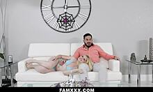 New stepbrother gets a seductive welcome from his gorgeous blonde stepsister - famxxx