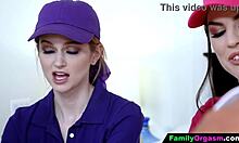 Competitive men burn out stepdaughters in family roleplay