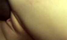 Chick summons friend with monster cock for intense interracial creampie session