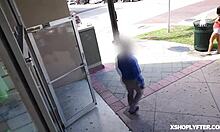 Shaved Teen Bent Over At Work, Getting Rammed Hard With Condom Facial