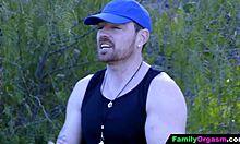 Competitive men burn out stepdaughters in family roleplay