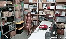 Shaved Teen Bent Over At Work, Getting Rammed Hard With Condom Facial