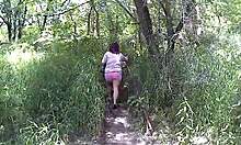 Sexy bbw exhibitionist in woods and carwash