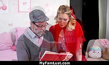 This little red riding slut blonde teen gets wild with her step-grandad in hardcore blowjob and bent-over doggystyle taboo riding.