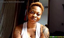 Amateur ebony couple gives intense handjob to monster black cock in homemade scene