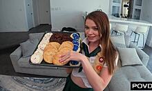 Mazy Myers Helps Boyfriend Fill Girl Scout Cookie with Cream