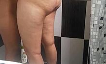 Latina girlfriend makes me cum in the bathroom with a blowjob