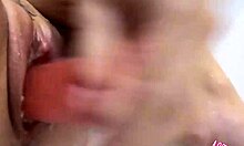 Beautiful Girl Plays with Dildo in Shower, Riding to Orgasm