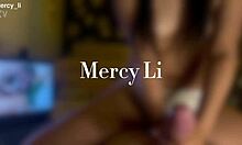 asian girlfriend enjoys a playful handjob game with a big finish