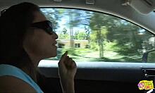 Beautiful brunette visits friend to eat pussy while fingering herself 😏