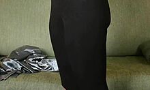 Photoshoot with hazel ash in shiny button down and yoga pants