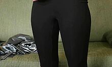 Photoshoot with hazel ash in shiny button down and yoga pants