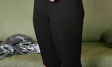 Photoshoot with hazel ash in shiny button down and yoga pants