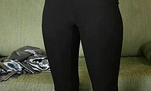 Photoshoot with hazel ash in shiny button down and yoga pants