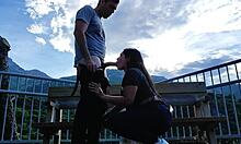 I sucked the stranger's cock on the mountain, what a thrill!