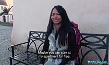 public agent stranded thai facialised by stranger in sex for cash pov cumshot