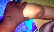 desi aunty presses big boobs on man in dorm