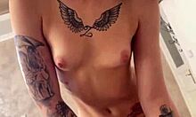 Petite brunette teen model rims, deepthroats, and gets messy cum on face.