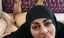beautiful arab housewife mia niqab eats husband's balls and swallows cum in homemade thong video